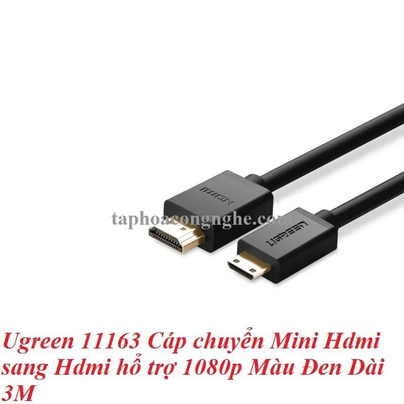 Ugreen 11163 3m cáp mini hdmi ra hdmi đầu mạ vàng 24k 11163 30011163